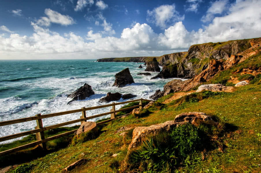 Bedruthan Steps Rocks in Cornwall, England