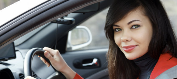 beautiful girl inside the car