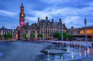Bradford City Hall in City Park, West Yorkshire