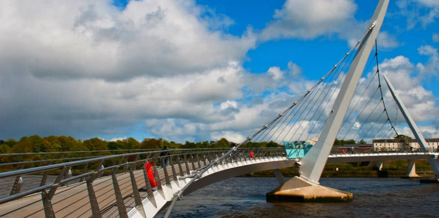 peace bridge across river foyle in derry peace bridge across river foyle in derry